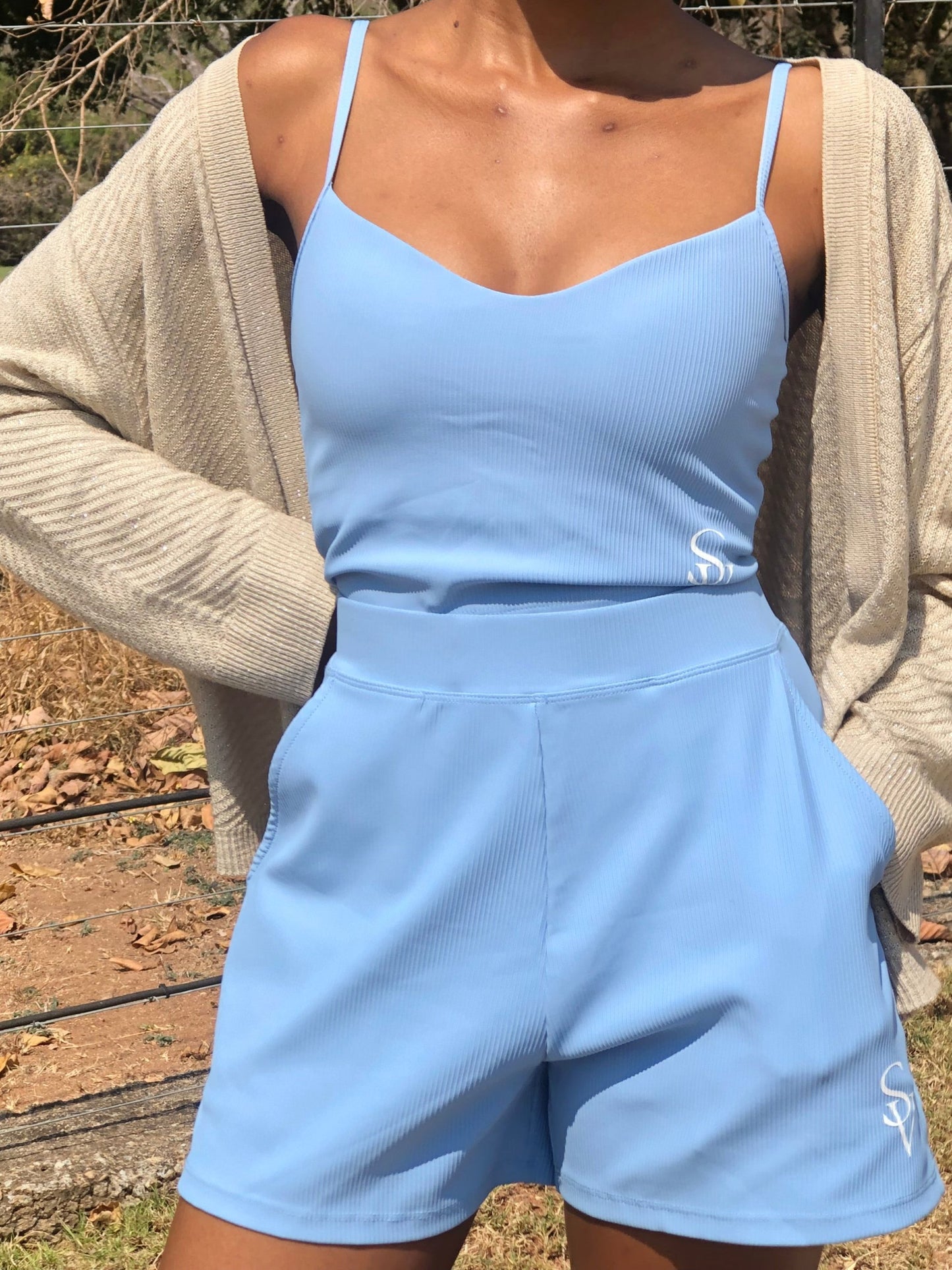 Seamless Railed Nylon Top and Shorts