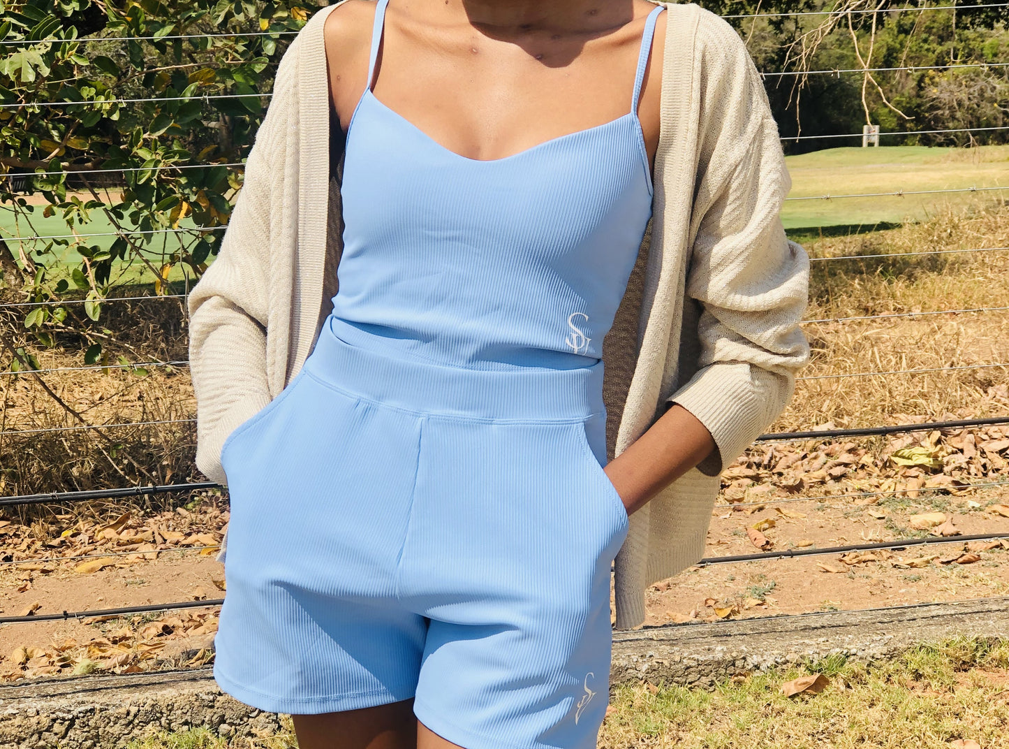 Seamless Railed Nylon Top and Shorts