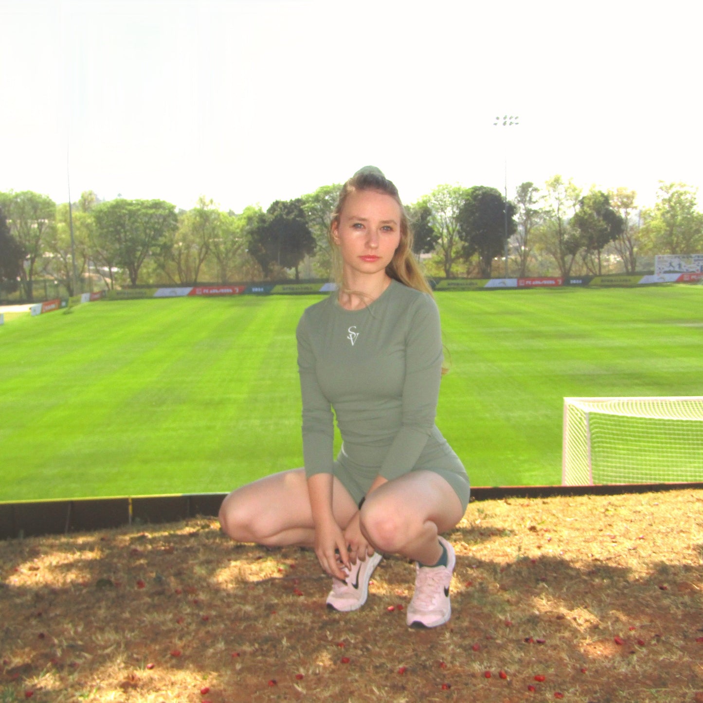Seamless Long Sleeve Top and Short Tights Set